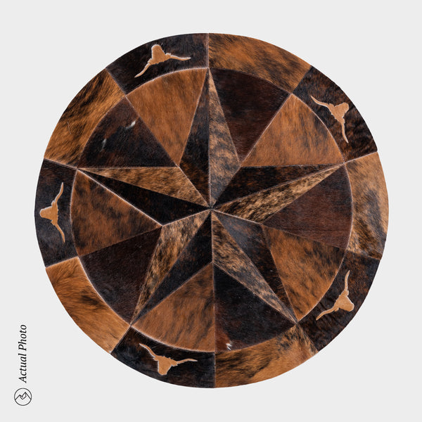 Texas Cowhide Star Round Rug Size 40 Inches S-1