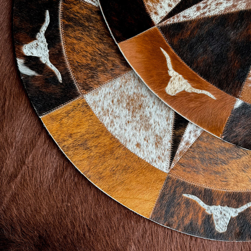 Texas Cowhide Star Round Rug Size 40 Inches S-11