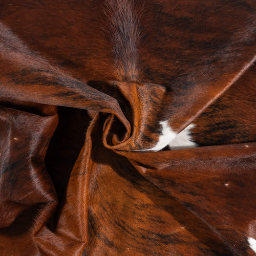 Vintage Tricolor Brindle Mix Cowhide Rug Size 6'3" L x 6'0" W 2000