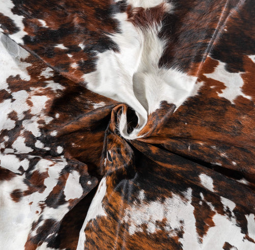 Vintage Tricolor Cowhide Rug Size 7'11" L x 6'2" W 2007