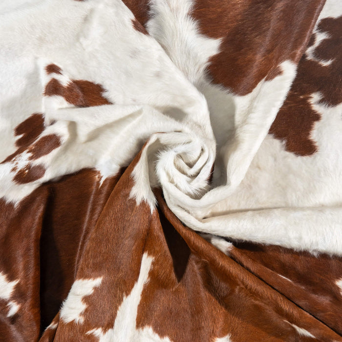 Vintage Brown and White Cowhide Rug Size 8'0" L x 6'9" W 2017