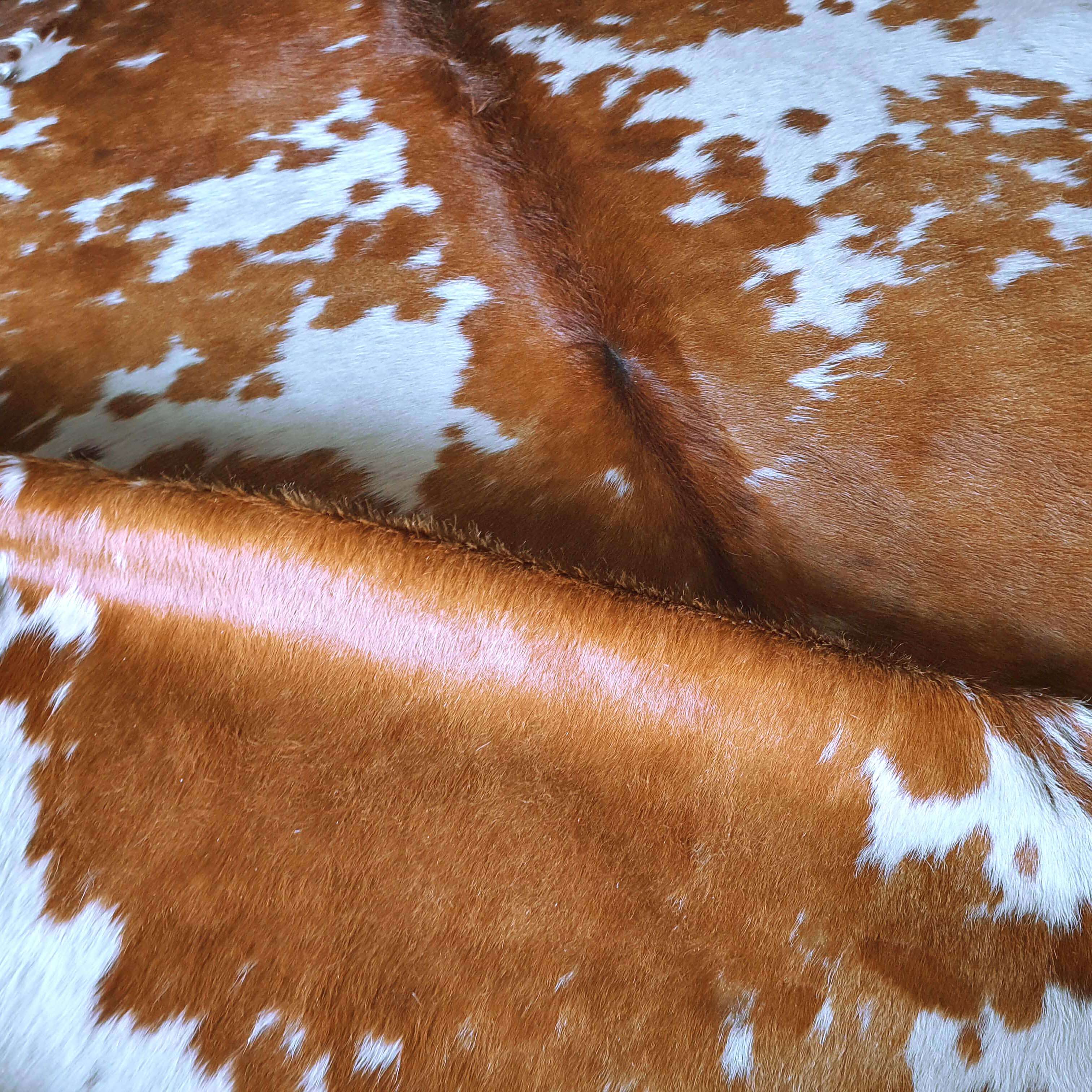 Brown And White Brazilian Cowhide Rug: Xl , Natural Suede Leather