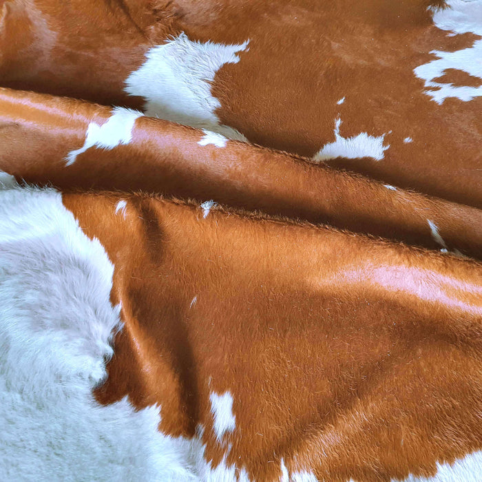 Brown And White Brazilian Cowhide Rug, Natural Suede Leather | eCowhides