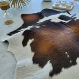 Mahogany and white calf hide, full view