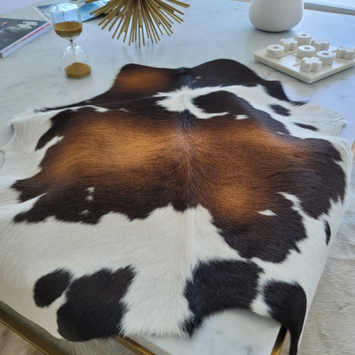 Mahogany And White Calf Hides , Natural Suede Leather | eCowhides | eCowhides