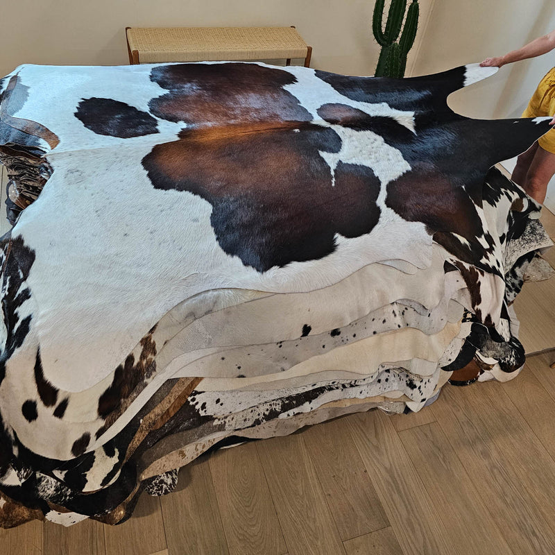 Natural Brazilian Chocolate and White Cowhide Rug Size X Large 2016