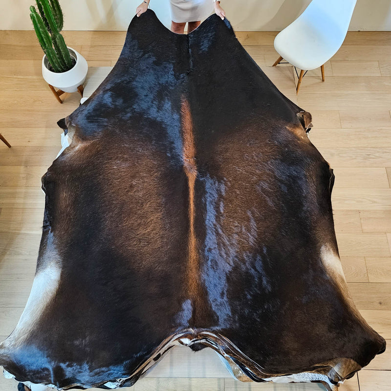 Natural Brazilian Chocolate Cowhide Rug Size X Large 2289 , Stain Resistant Fur | eCowhides