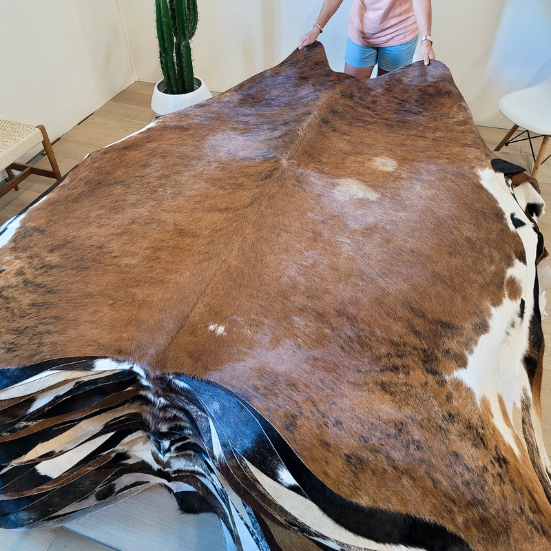 Natural Brazilian Brindle Cowhide Rug Size X Large 2762 , Stain Resistant Fur | eCowhides