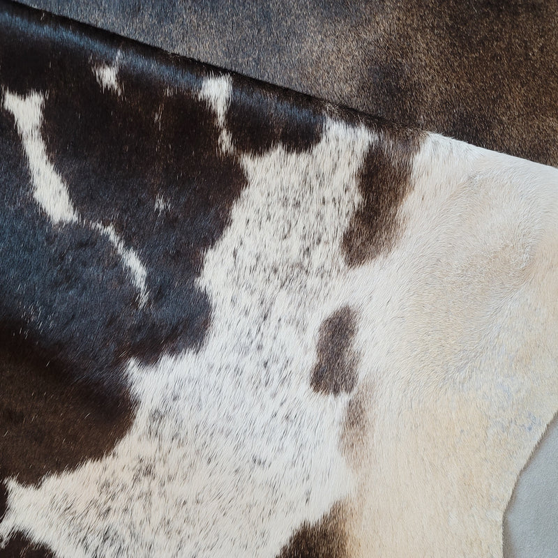 Brazilian Chocolate and White Cowhide Rug Size XXL 2967