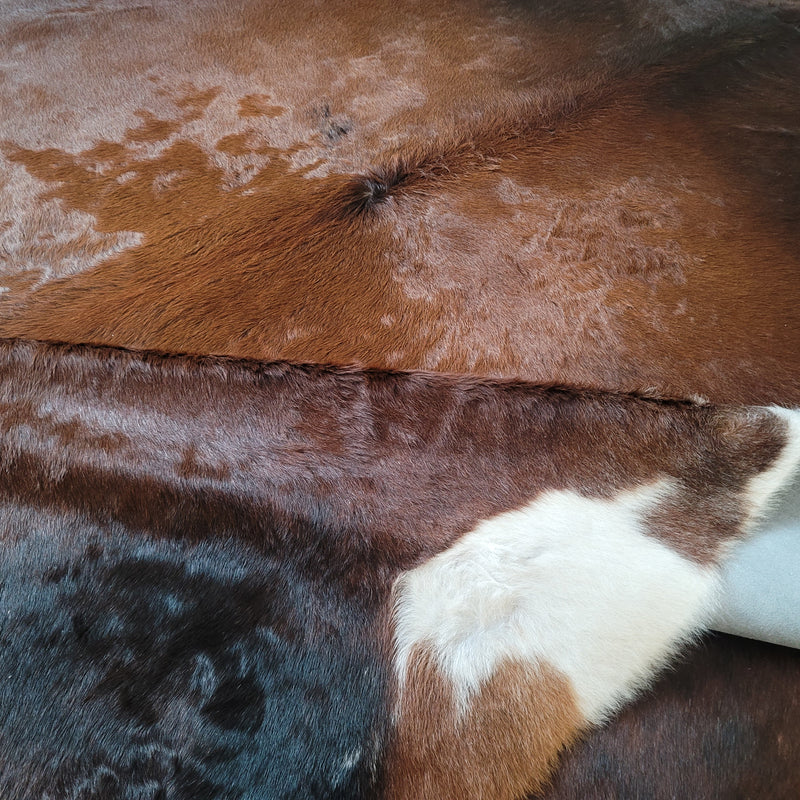 Natural Brazilian Chocolate And White Cowhide Rug Size X Large 2977 , Stain Resistant Fur | eCowhides