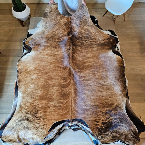 Natural Brazilian Brindle Cowhide Rug Size X Large 3036 , Stain Resistant Fur | eCowhides