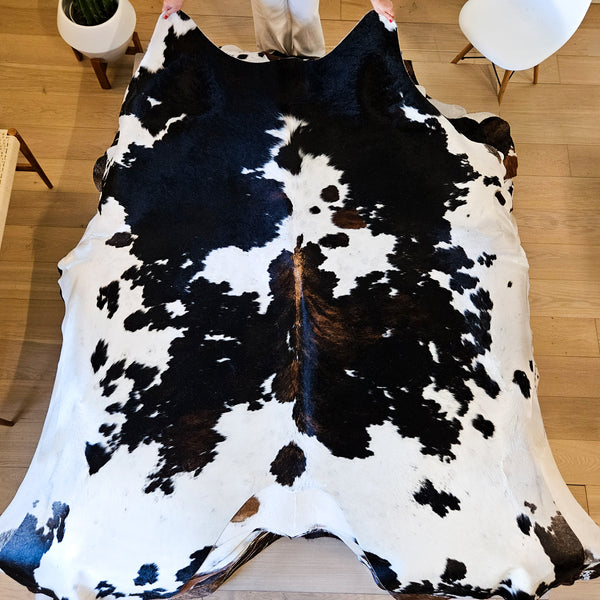 Natural Dark Tricolor Cowhide Rug Size X Large 3356 , Stain Resistant Fur | eCowhides