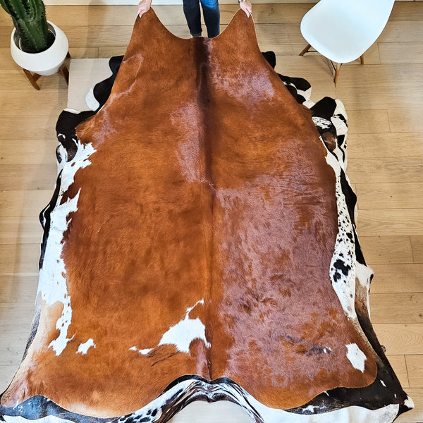 Brown And White Cowhide Rug Size X Large 3852 , Stain Resistant Fur | eCowhides
