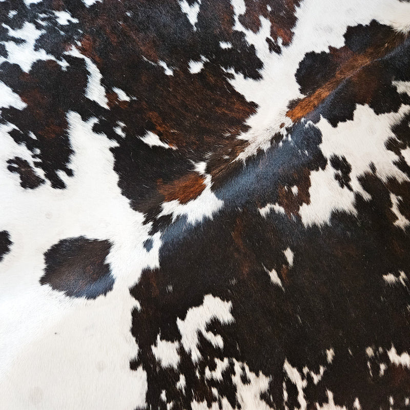 Dark Tricolor Cowhide Rug Size X Large 4018 , Stain Resistant Fur | eCowhides
