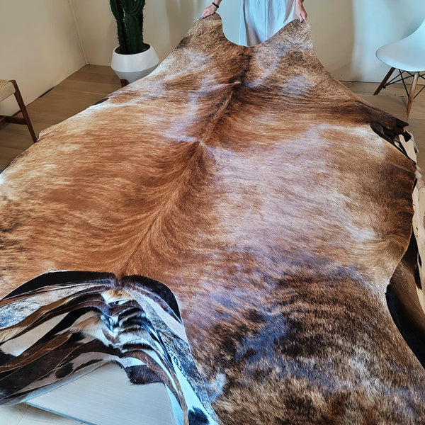 Natural Brazilian Brindle Cowhide Rug Size X Large 3036