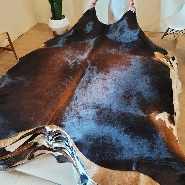 Natural Brazilian Chocolate Cowhide Rug Size X Large 3045 , Stain Resistant Fur | eCowhides