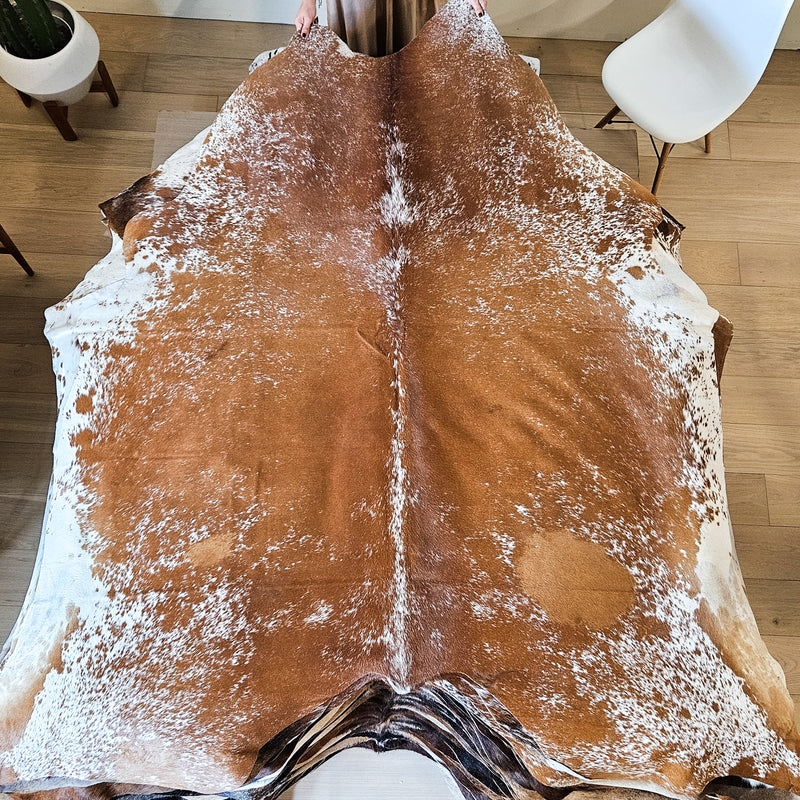 Brazilian Salt and Pepper Brown Cowhide Rug Size X Large 4306