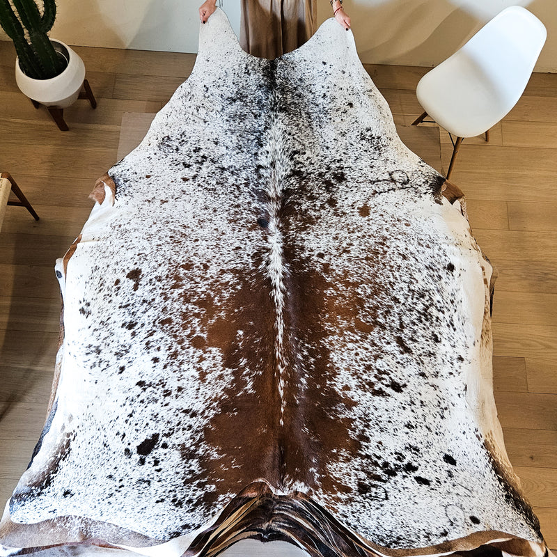 Brazilian Salt and Pepper Brown Cowhide Rug Size X Large 4321