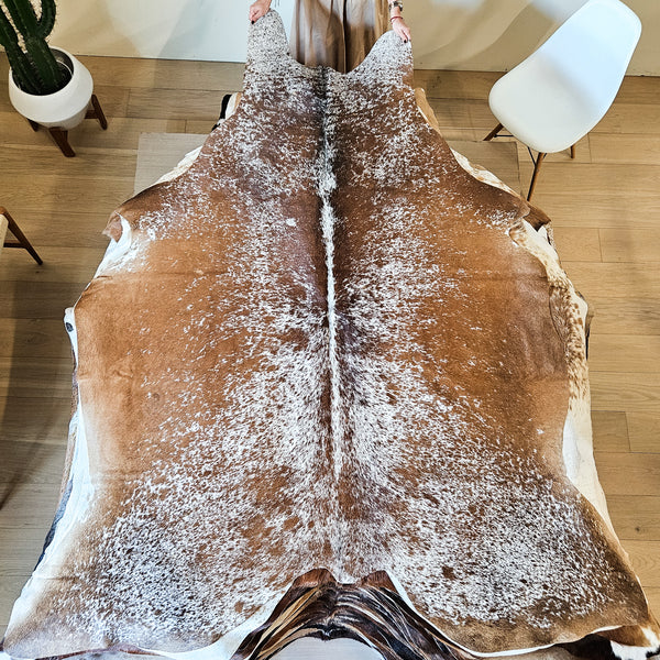 Brazilian Salt and Pepper Brown Cowhide Rug Size X Large 4322