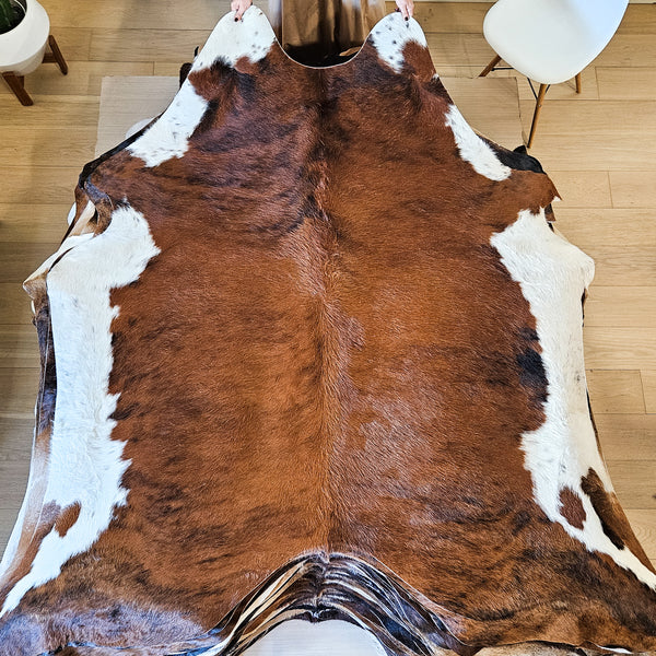 Brazilian Brindle White Belly Cowhide Rug Size Large 4362 , Stain Resistant Fur | eCowhides