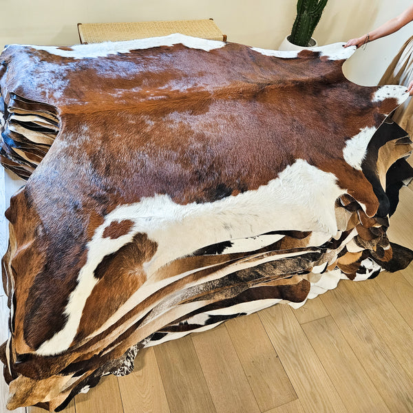 Brazilian Brindle White Belly Cowhide Rug Size Large 4362