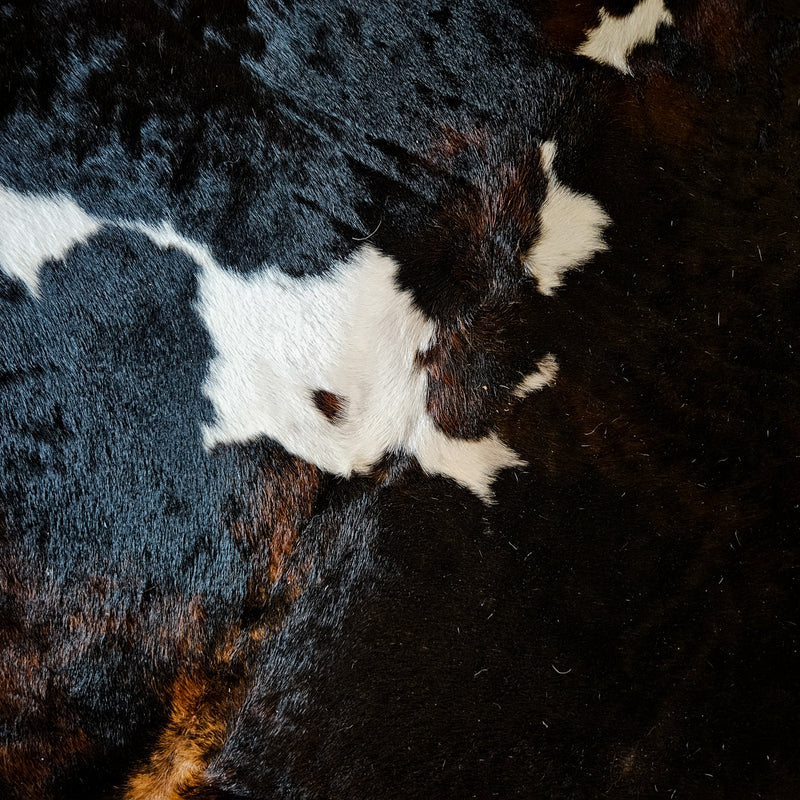 Dark Tricolor Cowhide Rug Size X Large 4405 , Stain Resistant Fur | eCowhides