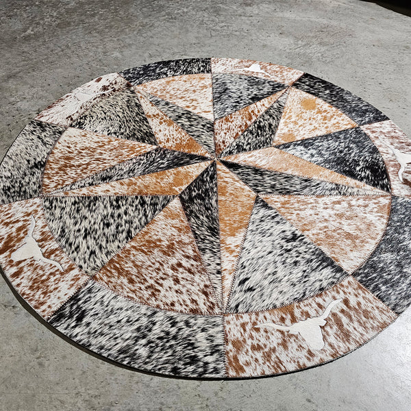 Texas Cowhide Star Round Rug Size 40 inches S-2