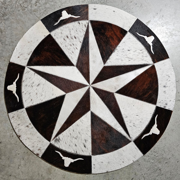 Texas Cowhide Star Round Rug Size 40 inches S-4