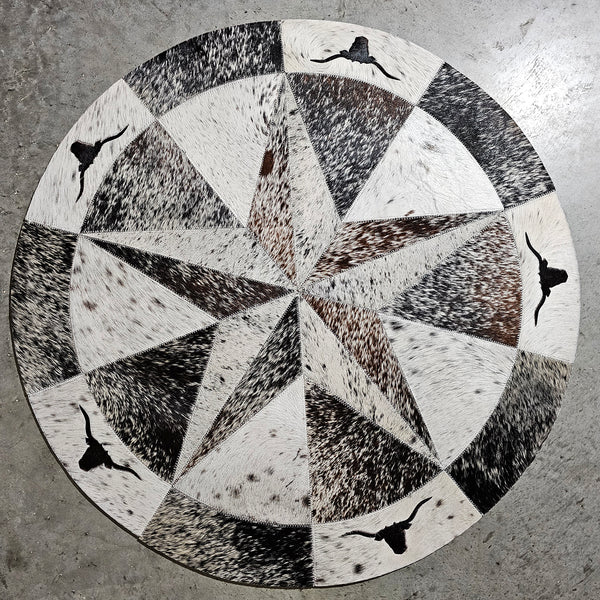 Texas Cowhide Star Round Rug Size 40 inches S-9