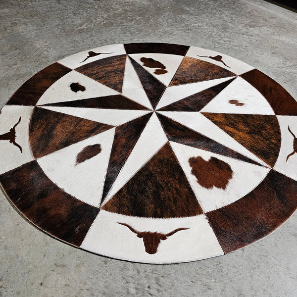 Texas Cowhide Star Round Rug Size 40 inches S-13
