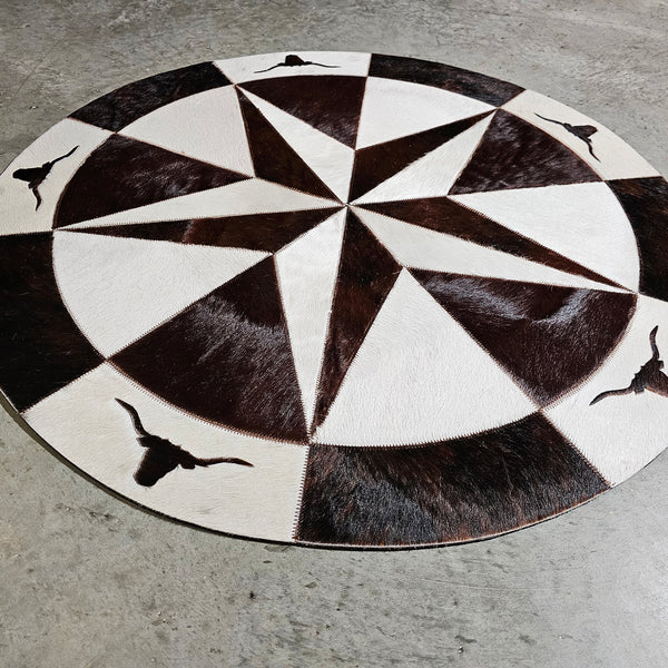 Texas Cowhide Star Round Rug Size 40 inches S-24