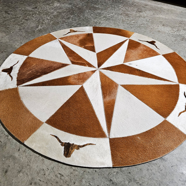 Texas Cowhide Star Round Rug Size 40 inches S-29