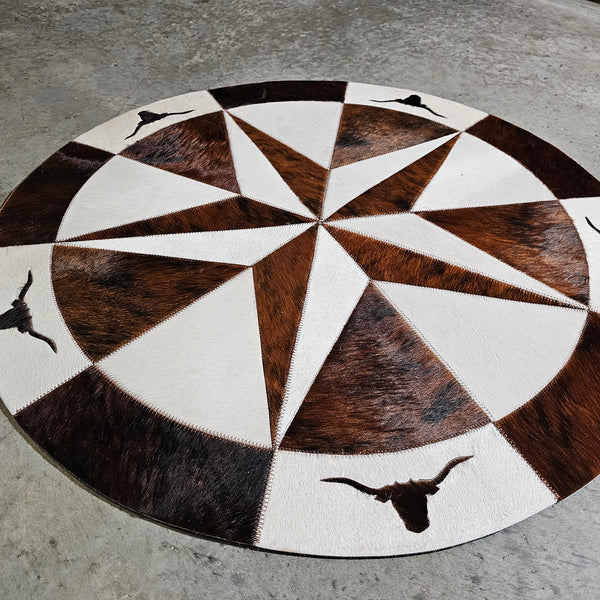 Texas Cowhide Star Round Rug Size 40 inches S-34