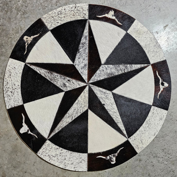 Texas Cowhide Star Round Rug Size 40 Inches S-39  | eCowhides
