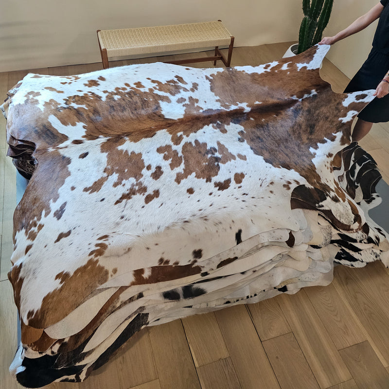 Tricolor Cowhide Rug Size 7'8" L x 6'9" W 6353