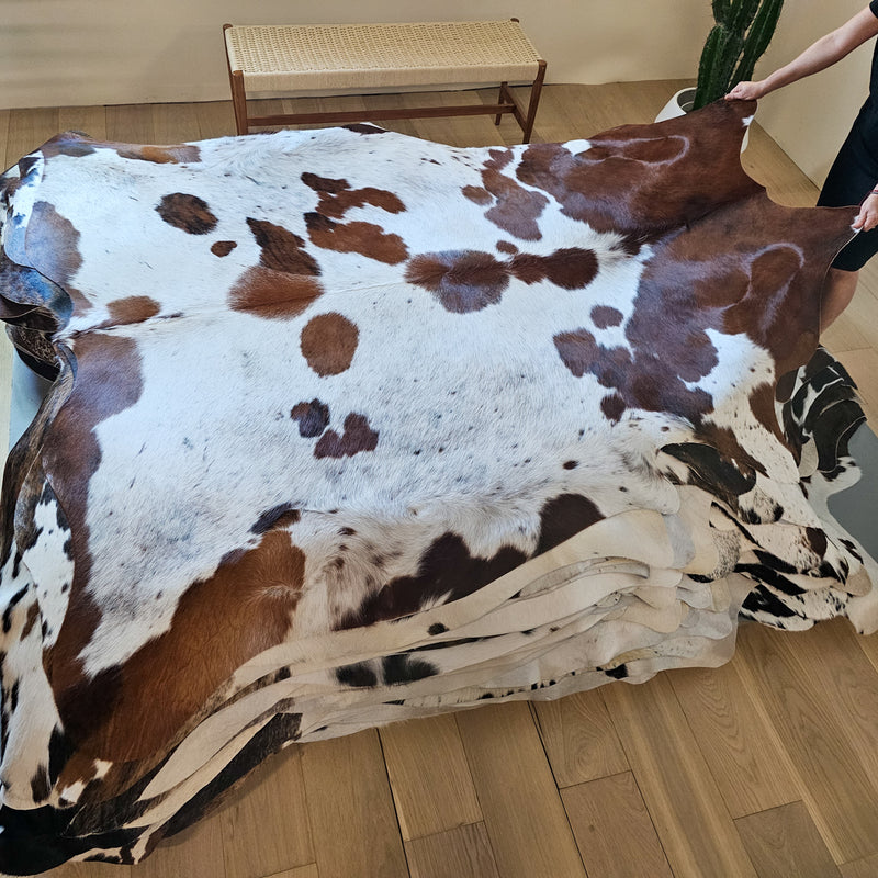 Tricolor Cowhide Rug Size 7'4" L x 7' W 6369