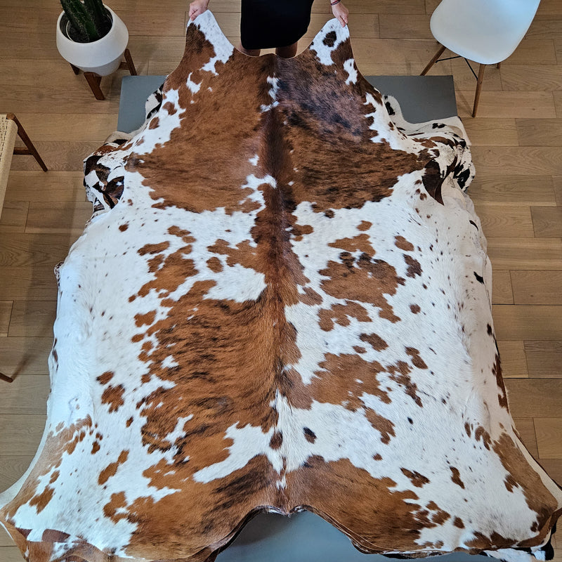 Tricolor Cowhide Rug Size 7'8" L x 6'9" W 6353