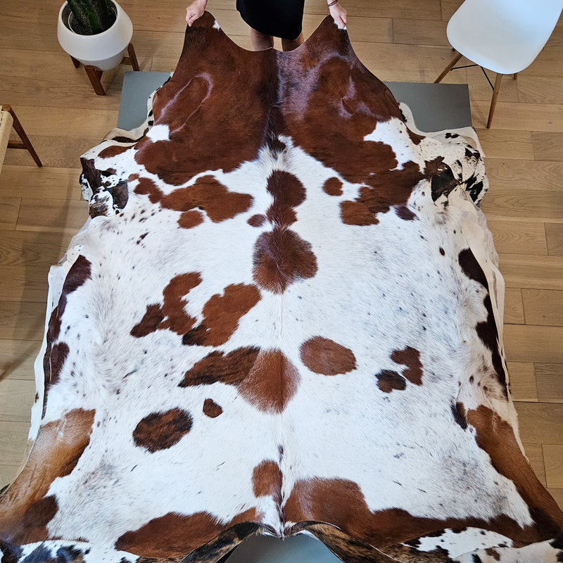 Tricolor Cowhide Rug Size 7'4" L x 7' W 6369