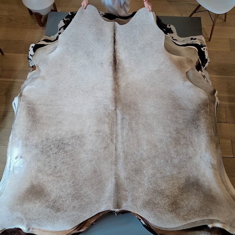 Brazilian Beige Cowhide Rug Size 6'4" L x 6'6" W 6525