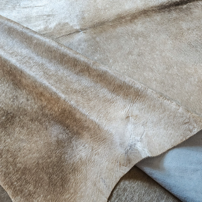 Brazilian Beige Cowhide Rug Size 6'4" L x 6'6" W 6525