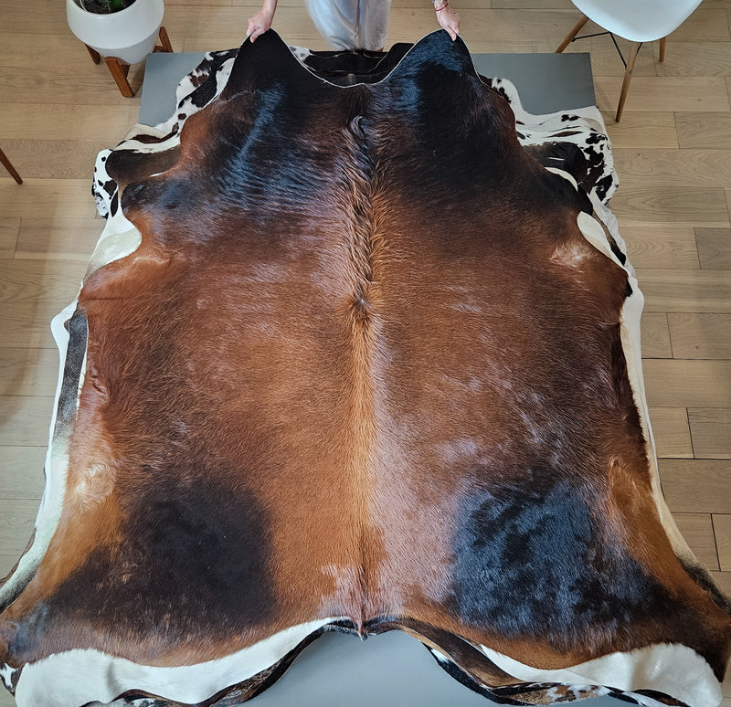 Brazilian Mahogany Cowhide Rug Size 6'8" L x 7'2" W 6561