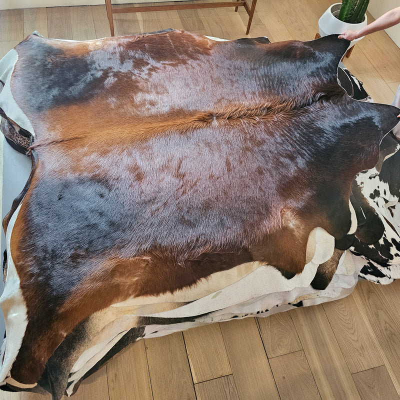 Brazilian Mahogany Cowhide Rug Size 6'8" L x 7'2" W 6561