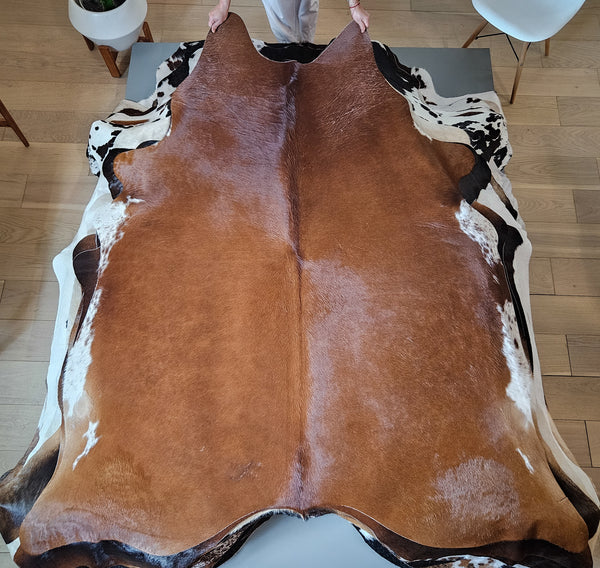 Brazilian Brown Cowhide Rug Size 7' L x 6'4" W 6565