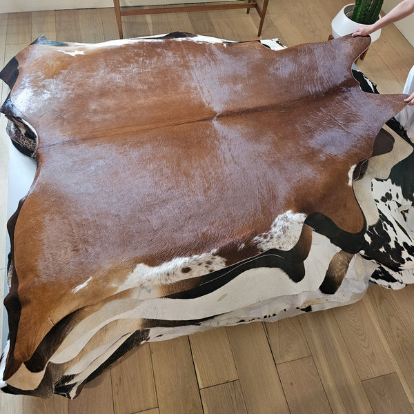 Brazilian Brown Cowhide Rug Size 7' L x 6'4" W 6565