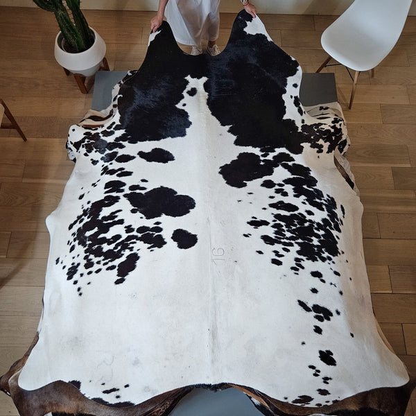 Brazilian Black and White Cowhide Rug Size 8'5" L x 6'9" W 6570