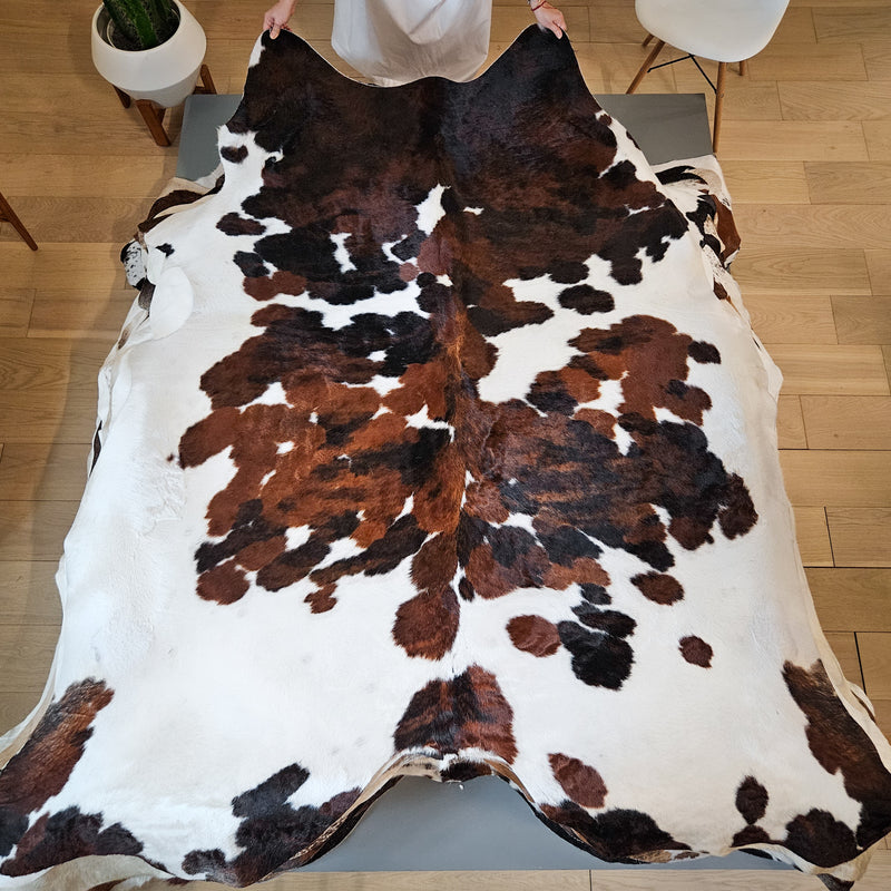 Tricolor Cowhide Rug Size 7'6" L x 7' W 6617