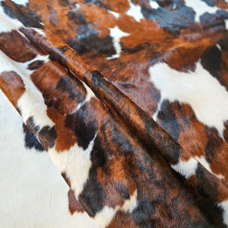 Tricolor Cowhide Rug Size 7'6" L x 7' W 6617