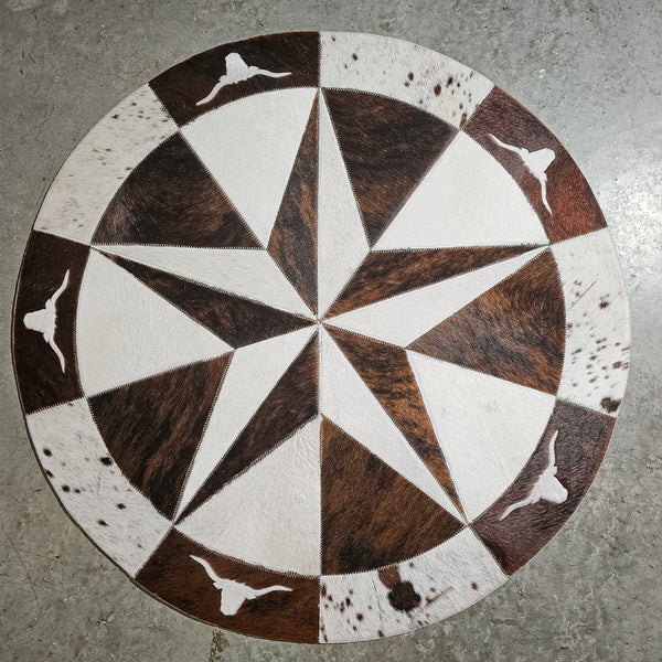 Texas Cowhide Star Round Rug Size 40 inches S-54