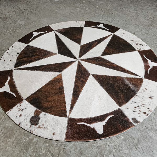 Texas Cowhide Star Round Rug Size 40 inches S-54