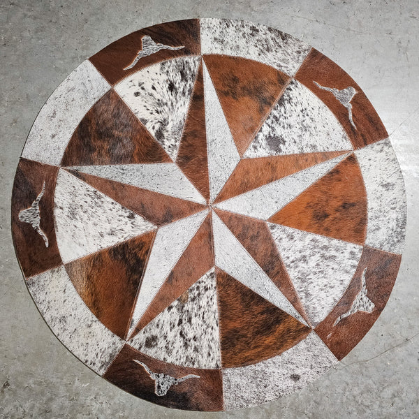 Texas Cowhide Star Round Rug Size 40 inches S-59